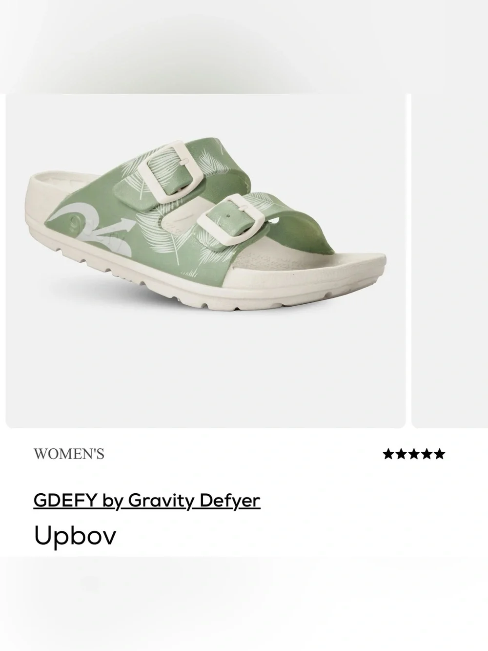 Gdefy UpBov Ortho Slide Sandals Green Palm Leaf Women’s Sz 8 Support